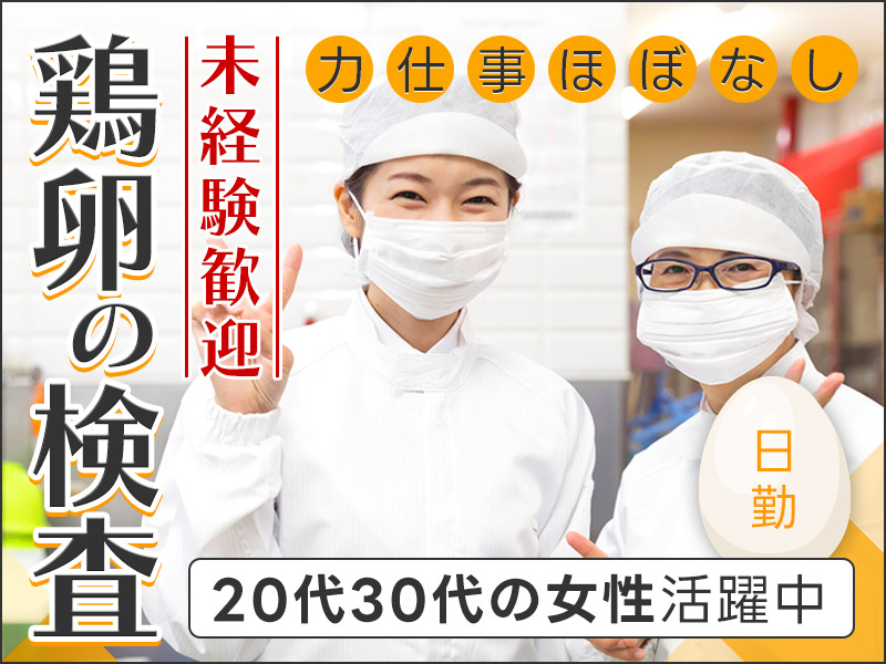 【時給1250円♪】日勤勤務☆力仕事ほぼなし！鶏卵の出荷前検査のお仕事♪未経験OK！駅から徒歩圏内！若手女性活躍中＜大阪府柏原市＞